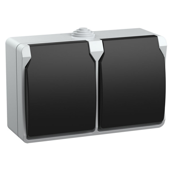 Розетка ФОРС (2-местная) (нр) IEK IP54 +PE с крышкой (РСб22-3-ФСр)