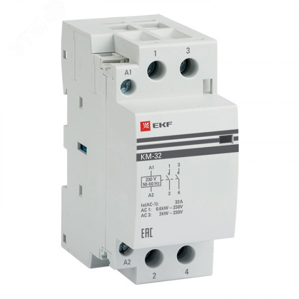 Контактор модульный КМ 32А (2 Пол) 220В (2 НО) (EKF PROxima)