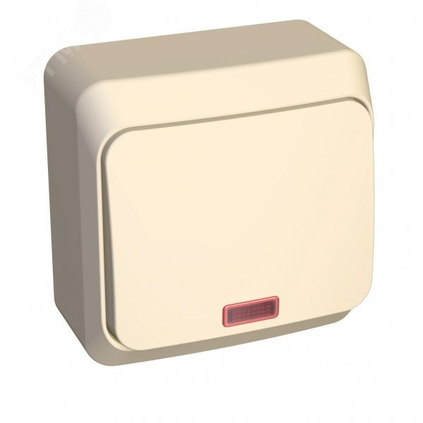 ЭТЮД Выключатель (нр) (1 клав) +ИНДИКАЦИЯ  (Кремовый) 10А Sch/Electric (ВА10-005К)